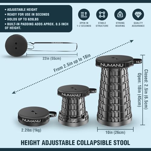 NUMANU Padded Collapsible Stool for Adults 2-Pack - size: 2x Padded Seats + Accessories