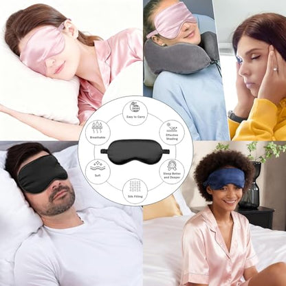 6PACK Silk Sleep Mask Satin Eye Masks Blackout Silky Eyeshade Cover Soft Blindfold Eyeshades for Women Sleeping Travel Gift - color: Mauve