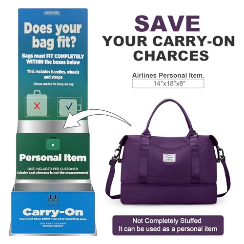 Travel Duffel Bag with Shoes Compartment, Weekender Bags for Women - color: B-Dark Purple, size: Large