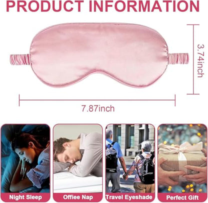 IEKEODI 2 Pack Silk Sleep Masks, Light Blocking Eye Masks, Pink & Pink - color: Pink+pink