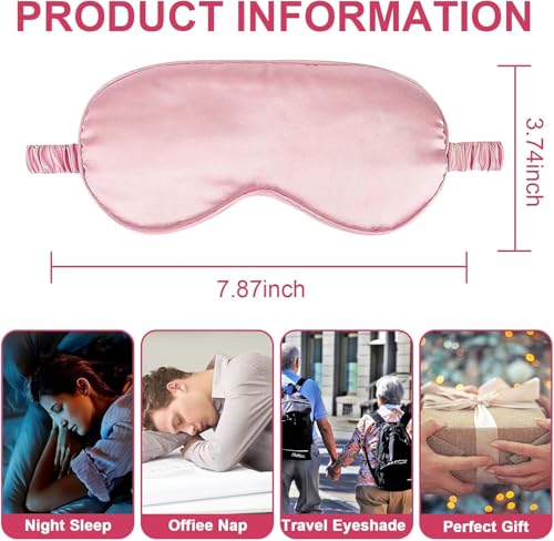 IEKEODI 2 Pack Silk Sleep Masks, Light Blocking Eye Masks, Pink & Pink - color: Pink+pink