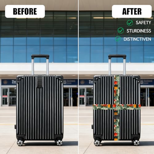 Nuxovilar Luggage Straps Set for Suitcase 1.96x90.5in Polyester - color: YLU10340, size: 1.96"x90.5"