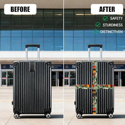 Nuxovilar Luggage Straps Set for Suitcase 1.96x90.5in Polyester - color: YLU10340, size: 1.96"x90.5"