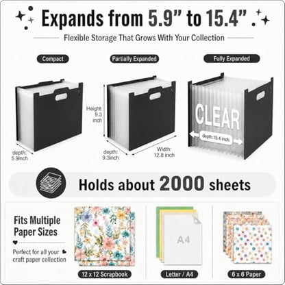 12x12 Scrapbook Paper Storage Organizer - color: black