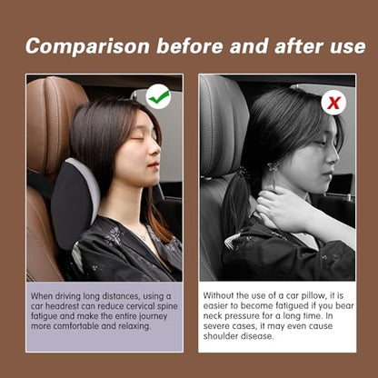 Cozy Car Headrest Pillow, Car Neck Pillow for Driving with Adjustable Strap - color: Silver