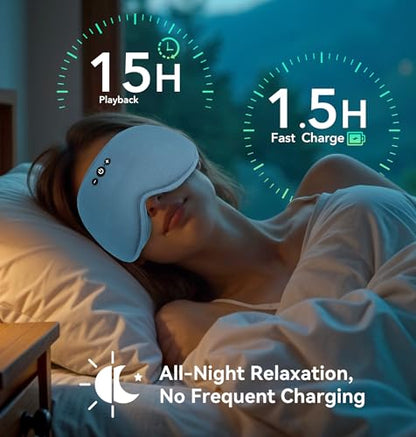 LC-dolida Bamboo Cotton Weighted Bluetooth Sleep Masks, 3D Weighted Sleep Masks with Bluetooth 5.4 Headphones, Total Blackout Bluetooth Sleep Mask for Women Men, Weight Eye Mask for Sleeping, Ash Blue - color: Ash Blue