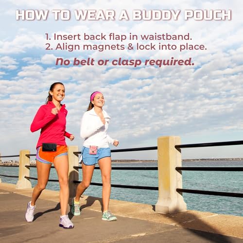 Running Buddy Magnetic Pouch Beltless Workout Pouch No Bounce - color: Mini Black, size: 3.75 in x 4 in