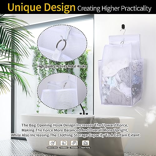 Hanging Collapsible Breathable Mesh Laundry Hamper,Fast Drying Portable Space Saving Storage Bag,Rv Laundry Hamper,Applied to College Dorm Rooms, Gym, Swimming and RV Travel (White) - color: White