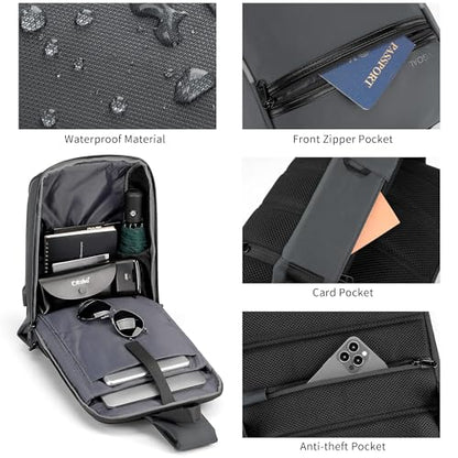 Kingsons Sling Bag for Men Anti-Theft Crossbody Bag Chest Shoulder Backpack - color: Fg6301-grey