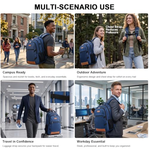 Amovee Laptop Backpack,Work Computer Bag, Airline Approved Carry-On Bookbag - color: Navy Blue