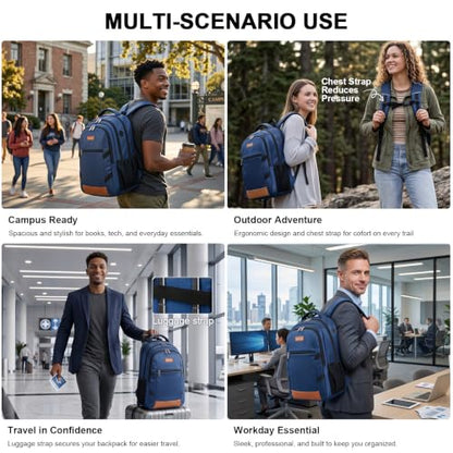 Amovee Laptop Backpack,Work Computer Bag, Airline Approved Carry-On Bookbag - color: Navy Blue