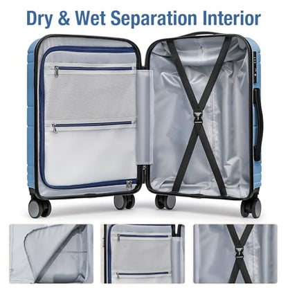 Carry On Luggage 22x14x9 Airline Approved,Hardside Suitcase,20 In,RoyalBlue - color: Sapphire