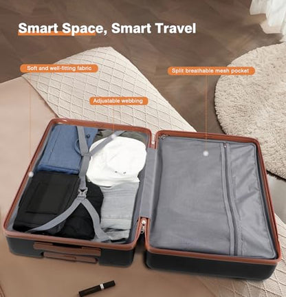Luggage Sets 5 Piece Polycarbonate Hard Shell Suitcases Airline Approved, Lightweight Luggage with Spinner Sheels TSA Lock, YKK Zippers, Suitable for Family Black(20/24/28/DB/TB) - color: Black, size: 20"/24"/28"/DB/TB-Non-Expandable