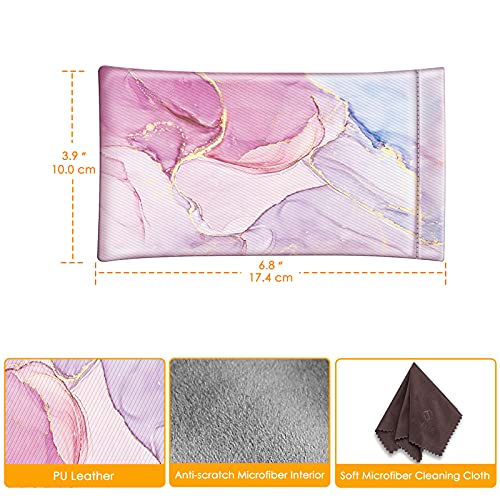 FINTIE Soft Eyeglasses Case with Cleaning Cloth, Squeeze Top Glasses Pouch - color: Glittering Marble