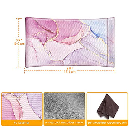 FINTIE Soft Eyeglasses Case with Cleaning Cloth, Squeeze Top Glasses Pouch - color: Glittering Marble