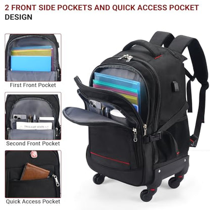 star cloud 4-Wheel Checked Rolling Backpack Extra-Large Roller Travel Laptop Backpack for Business, Water-Resistant Luggage, Backpack with Wheels for Commuting - size: Checked 24-Inch 55L