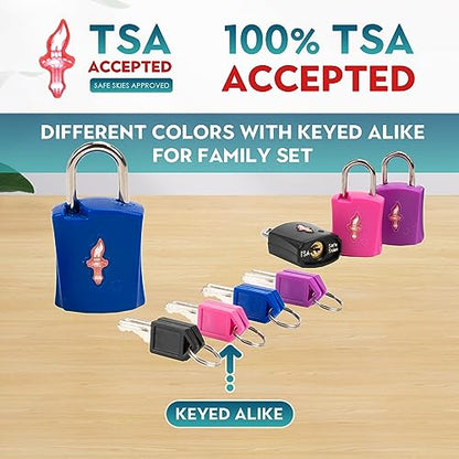 Safe Skies 4-Pack 4-Color Family TSA Travel Key Lock - color: TS004F4