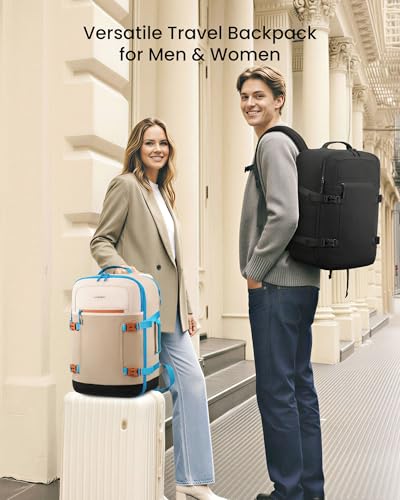 LOVEVOOK 50L Travel Backpack for Women & Men, Airline Approved Carry On Backpack with 3 Packing Cubes, TSA Personal Item Bag, Waterproof Weekender Overnight Backpack Fits 17" Laptop - color: Black, size: X-Large-50L-4Pcs