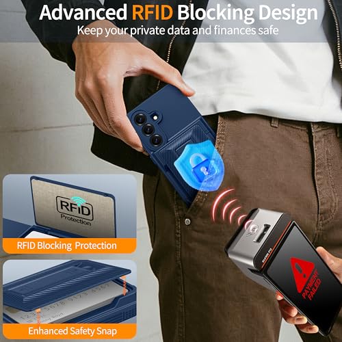 Oneagle Wallet for Samsung Galaxy S26 Case with Card Holder & Kickstand - color: Blue, size: Galaxy S26