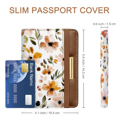 Coco Rossi Passport Holder for Travel Women Slim RFID Passport Cover Wallet - color: Fall Flower