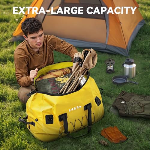 HEETA Waterproof Duffel Bag Travel Motorcycle Dry Bag Backpack 60L/80L/110L - color: Yellow, size: 110L