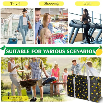 Travel Bag Carry on Duffel Bag Foldable Luggage Spirit Airlines Personal Item Bag Sports Gym Bags Weekender Overnight Bag Nylon Travel Duffel for Women (Lemon) - color: Black