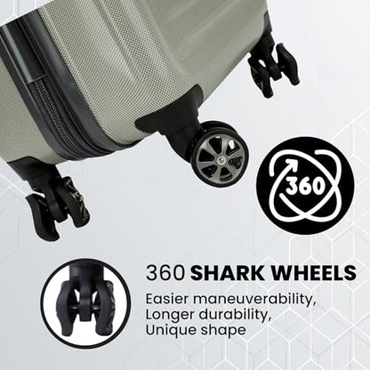 Spyder Rails 29 Inch Expandable Hardside Checked Suitcase with 360° Spinner Wheels, TSA Approved Lock - color: Moss Gray, size: Large Checked