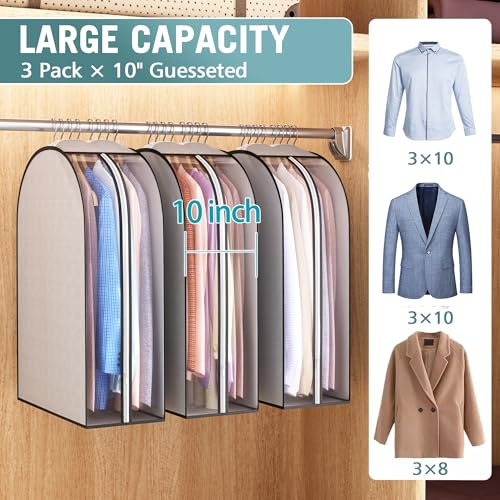Liuoud 10" Gusseted Garment Bags for Hanging Clothes, 32", 3 Pack - size: 32 inch
