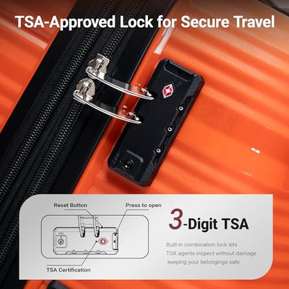 Rosamo 4 Piece PP Hardside Expandable Luggage Set - Lightweight 29/25/21/16 Inch Spinner Suitcase with TSA Lock & Telescoping Handle, Durable Travel Luggage - color: Orange