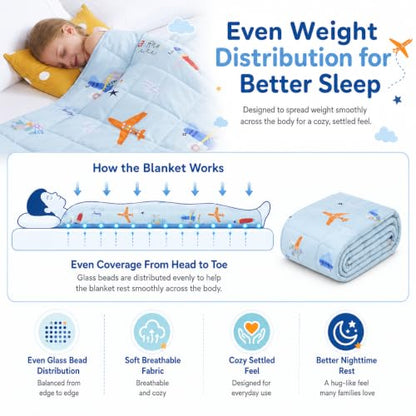 Weighted Blanket 7lbs Small Heavy Throw Blanket Gifts 41"x60" Airplane - color: Blue Airplane, size: 41"×60" 7lbs