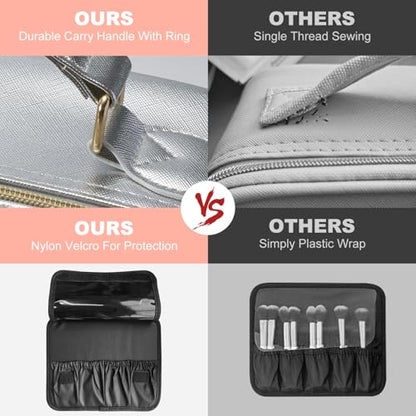 Mocado Travel Makeup Bag with Mirror Makeup Case with 10x Magnifying Mirror - color: Silver
