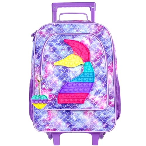 CCJPX Kids Luggage for Girls, 18" Carry on Suitcase with Wheels Mermaid - color: Purple-02