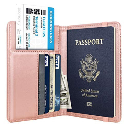 Coco Rossi Passport Holder for Travel Women Slim RFID Passport Cover Wallet - color: Glitter Rose