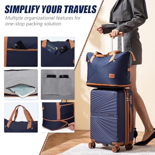 Eeeza Luggage Sets 5 Piece Hardside Suitcase,Orange(20"/24"/28"/DB/TB) - color: Orange