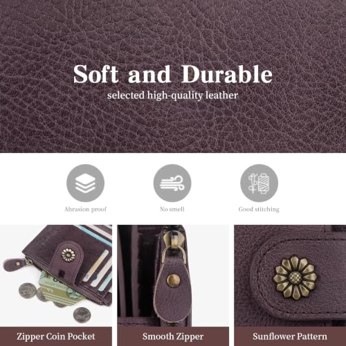 Womens Wallet Leather RFID Blocking Small Card Holder Wallet Purple - color: c4-purple