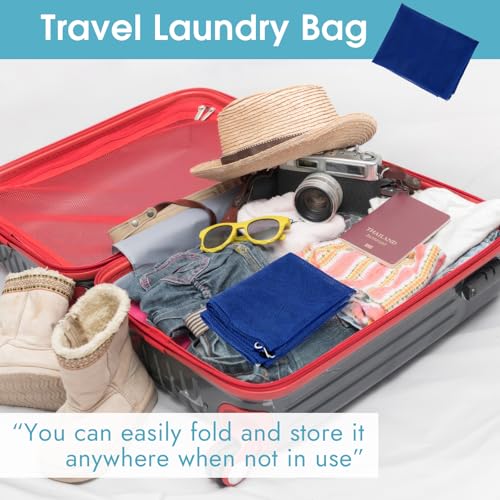 2 Pack Mesh Laundry Bags 23x34 Inch Drawstring Locking for Travel Home - color: Blue