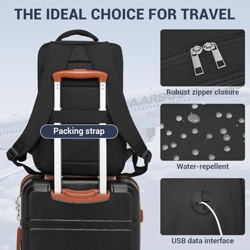 Kono 20L Airline Approved Casual Daypack bag, 15.6" Laptop Backpack, Black - color: Black