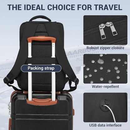 Kono 20L Airline Approved Daypack, 15.6" Laptop Backpack Polyester, Black - color: Black
