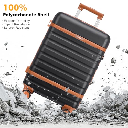 5 Piece Carry On 28/24/20 Inch Luggage Set With Travel Backpack - color: Black, size: 5 Piece Set (28+24+20inch)