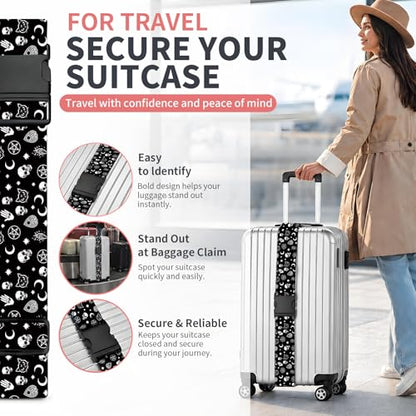 Luggage Strap for Suitcases Adjustable Travel Belt with Quick Release Buckle, Cute Travel Accessories for Suitcase Strap Gothic Style Pattern - color: Gothic Style Pattern