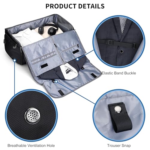WITZMAN Garment Duffle Bags for Travel Men Suits 55L with Shoe Compartment - color: Black