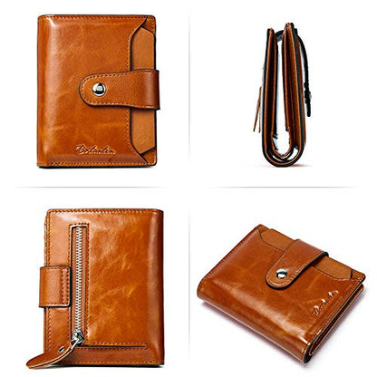 BOSTANTEN Leather Womens Wallet Small RFID Blocking Credit Card Holder - color: 1-ab-brown