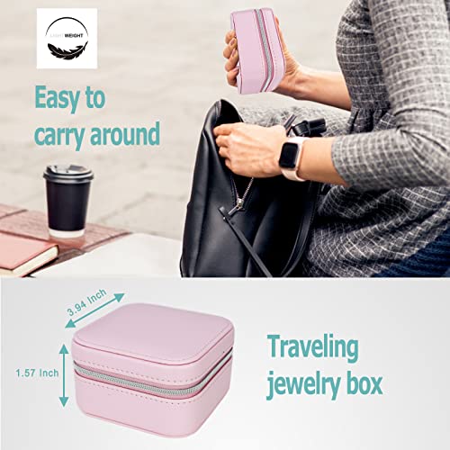 Travel Small Portable Mini Jewelry Box for Rings Earrings Necklaces and Lipstick Pink - color: Pink