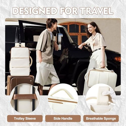 suradar Travel Backpack Carry On Backpack Flight Approved - color: Z2-beige Brown