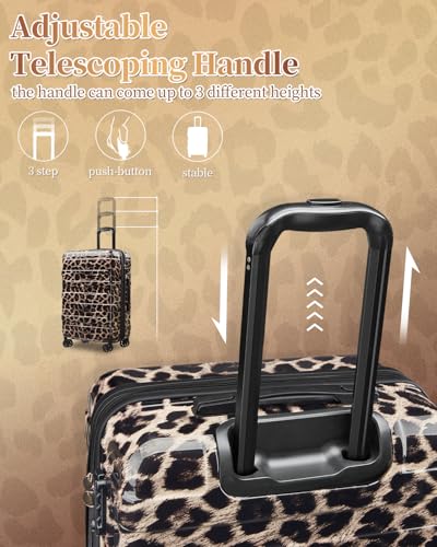Luggage Sets 2 Piece Expandable Suitcases Set, 20/24Inch - color: Cheetah, size: 2-piece(20"/24")