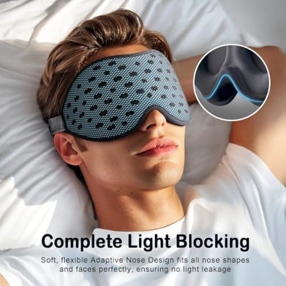 LitBear Breathable Sleep Mask, 3D Eye Mask Sleep for Side Sleeper Women Men - color: Ice Blue