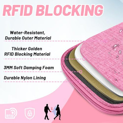 Passport Holder for Travel, RFID Blocking Wallet for Couples Men and Family - color: Pink