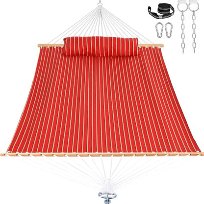Lazy Daze 12 FT Sunbrella Fabric Hammock, Non-Fading Double Outdoor Hammock - color: Harwood Crimson