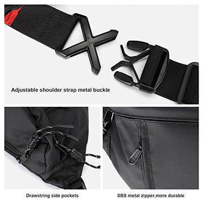 X-Large Crossbody Fanny Pack for Women Men,Waterproof Waist Bag Pack - color: Black, size: X-Large