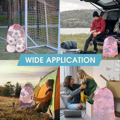 2 Pack Mesh Laundry Bags 23x34 Inch Drawstring Locking for Travel Home - color: Pink